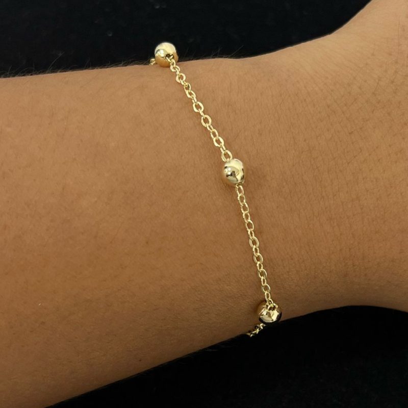 Pulseira Dourada com Esferas Delicadas - 18cm
