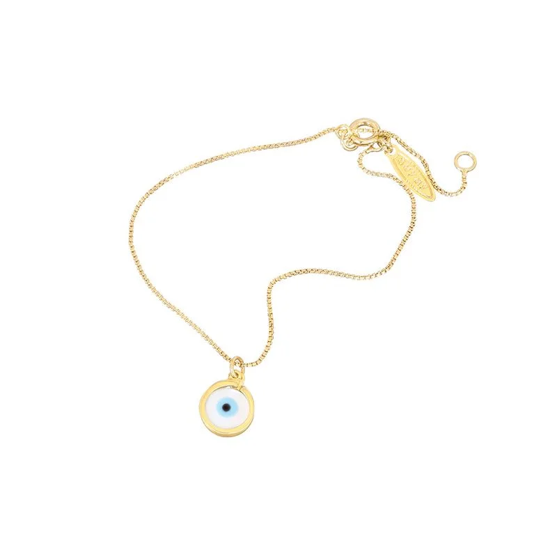 Pulseira Olho Grego Em Madre Pérola Folheada A Ouro 18k