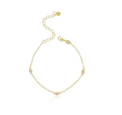 Pulseira Fina Com Zircônias Folheada A Ouro 18k