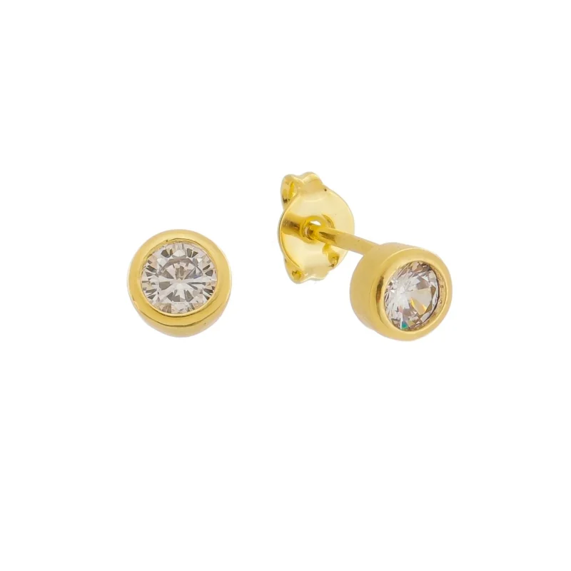 Brinco Ponto De Luz Redondo Folheado A Ouro 18k