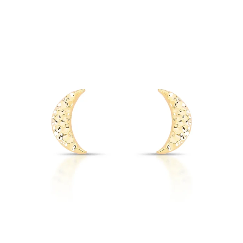 Brinco Lua Crescente Texturizado Folheado A Ouro 18k