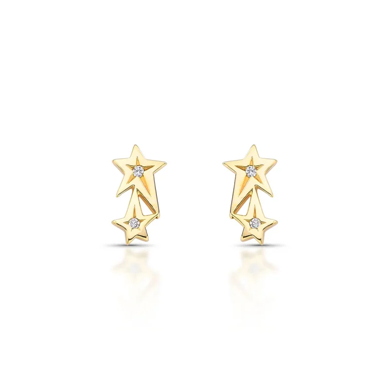 Brinco Minimalista De Estrelas Com Zircônias – Folheado A Ouro 18k