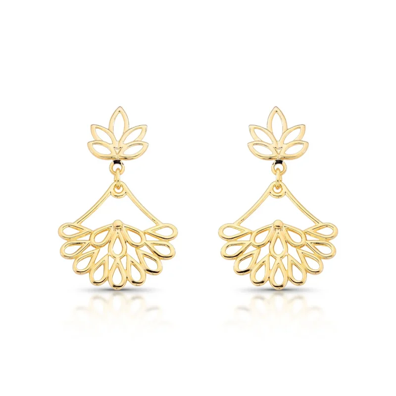 Brinco Articulado Com Folhas Vazadas Folheado A Ouro 18k – Inspiração Orgânica